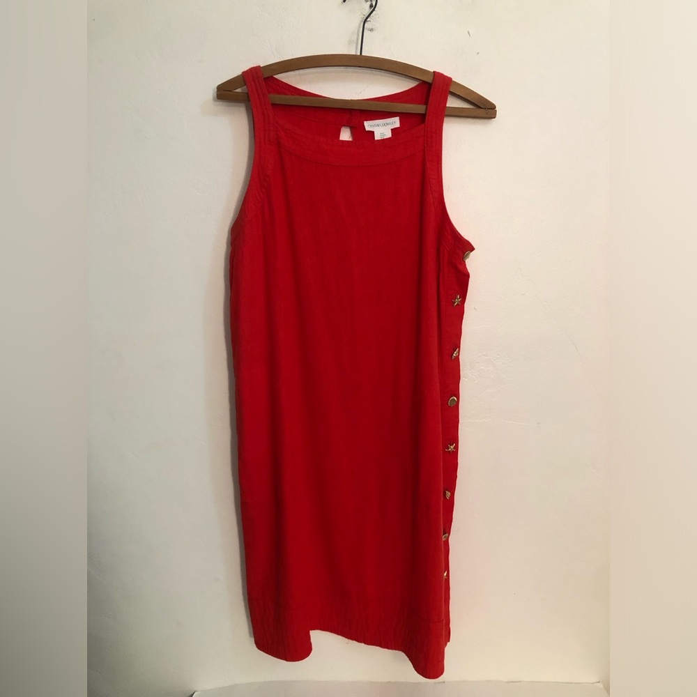 Cynthia Rowley Red Midi Tank Dress with Side Buttons